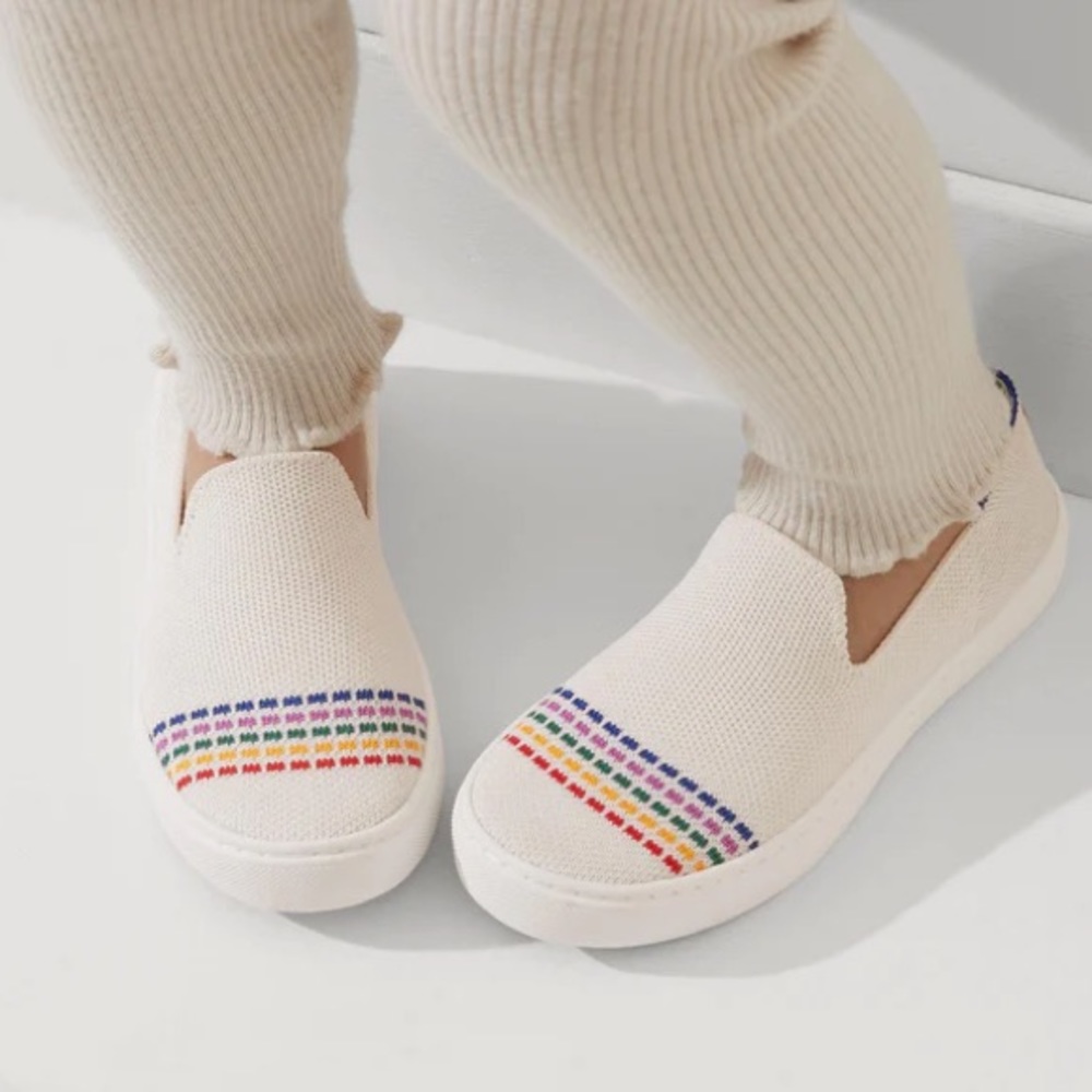 ROTHY’S ‘The Kids Sneaker’ in White Rainbow Size 10